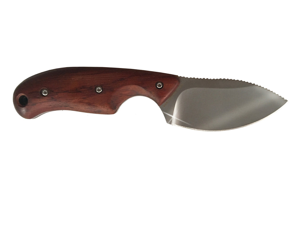 Lilbit is a compact, short-blade, spear point knife with easy-grip edge and solid wooden handle
